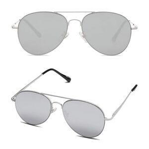 Classic Aviator Sunglasses Metal Spring Hinges SJ1030 Silver
